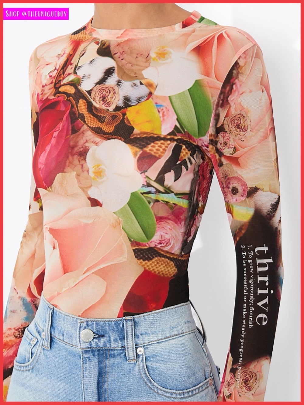Alice + Olivia Delaina Floral Multi Mesh Kelly Dabbah Top